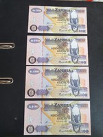 2010 100 kwacha zambia unc 4 pairs of serial numbers