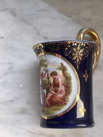 Antik Alt Wien bögre csésze jelenetes dúsan aranyozott