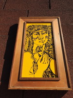 Francis Czinke fire enamel image _ woman in gold with flowers