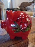 Rare - vintage west german red pig money box