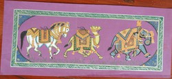 Karaván 3.- indiai selyemkép festmény