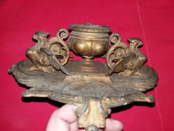 Antique Empire Table Copper Griffon Ink Squid Holder with Detacher
