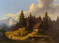 1E638 Austrian painter xix. Mid-century: shelter in the Alps