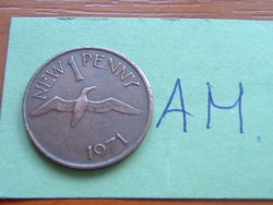 Guernsey 1 new penny 1971 gannet (morus) bird, bronze #am