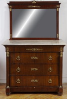 Empire chest of drawers with mirror - decorated with gilded bronze fittings