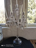 Large beautiful candelabra with polished glass lead crystal ornaments