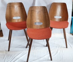 Formatervezett Mid century támlás TATRA szék 3 darab , 1950 -as évek retro Erika támlás szék párba
