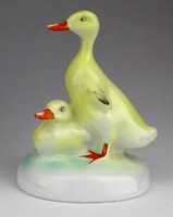 1H669 pair of old aquincum porcelain ducks