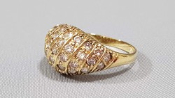 14 K arany női gyűrű sok köves 3,43 g