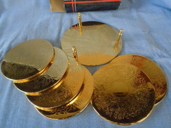 6 +1 Piece Genuine 14k Gold Plated Engraved Cup Coaster Unused Box