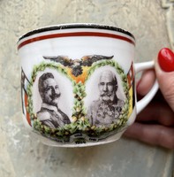 1914 Porcelain memorial cup with a portrait of Francis Joseph and Emperor William