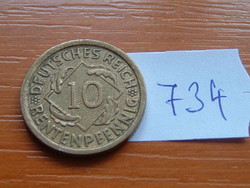 NÉMET WEIMAR 10 PFENNIG REICHSPFENNIG 1924 G, G (Karlsruhe, Alumínium-bronz, #734