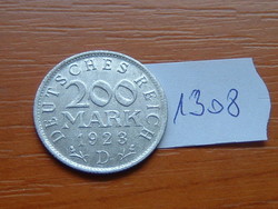 NÉMET WEIMAR 200 MARK MÁRKA 1923 D, D (Munich, Alumínium #1308