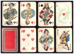 Francia sorozatjelű pasziánsz kártya Büttner kártyakép ASS 1940 körül 52 lap + 2 joker komplett