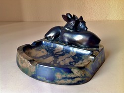 Zsolnay eosin ashtray with deer - approx. 1920 - 1930