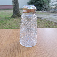 Sószóró, sótartó, só szóró - vastag, metszett üveg, 13cm.
