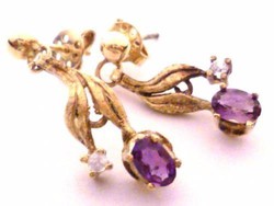 Amethyst stone gilded silver earrings