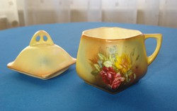 Antique porcelain teapot and sugar lid (late 1800s)