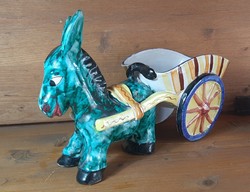 Modra with hand-painted donkey cart - large size, centerpiece, serving