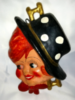 Ceramic girl head, lucky chimney sweep wall decoration from the sixties