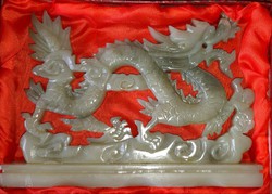 Chinese carved jade dragon statue