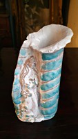 Régi, retro,   stilizált nőalakos, mázas kerámia váza. 18 cm. magas.