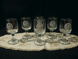 Retro, rare brandy, liqueur set, 6 pcs bb (Balatonboglár) vintage glass bottles