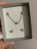 Silver button earrings and bracelet bracelet