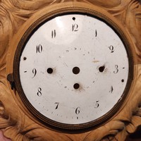Antik óra szàmlap zománc, Biedermeier Empire asztali, Keret óra,képóra, faragott keret, Negyed ütős