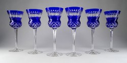 1H446 Large Flawless Blue Lips Crystal Champagne Glass Set