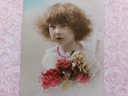 Régi francia képeslap gyerek fotó levelezőlap
