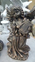 Kő  Angyal kislány szobor 30cm bronz os Fagyálló műkő kültéri kerti szobor