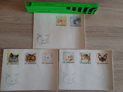 3 db  cicás macskás  boríték bélyeg   elsőnapi     FDC     cica macska