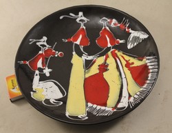 Retro glazed ceramic wall plate 530