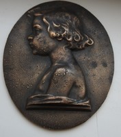 Hafner antal arnold bronze little girl portrait with wall ornament