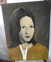 Női portré - Egy nő arcképe - olaj - vászon jelzett festmény