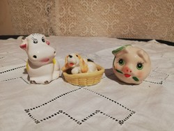 For sale old porcelain sweet little mini figurines boci, dog, new year piggy!