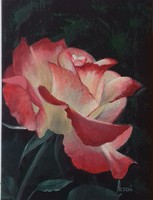 Rózsaszál 2. című festmény - csendélet