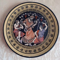 Görög festett kerámia tál/falitál, 15,5 cm átmérőjű