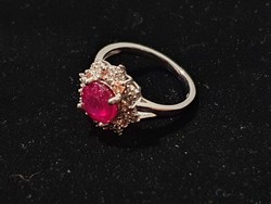 Heated genuine ruby stone silver ring size 8! 3.5 Carats!