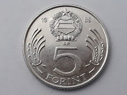 Hungary 5 forint 1989 coin - Hungarian metal five forint, 5 ft 1989 coin
