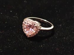Pink zirconia silver ring size 8! 3Karát!