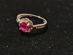 Heated genuine ruby stone silver ring size 8! 2 carats!