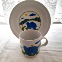 Lowland porcelain elephant patterned children's plate + mug