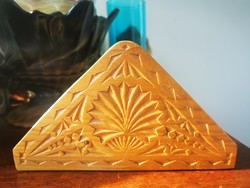 Carved Transylvanian wood napkin holder