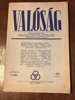 Valóság című folyóirat. 1947.január III. évfolyam 1. szám Polgári költészet-népi költészet
