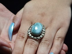 Larimár stone silver ring size 9! Original! 15 carats!