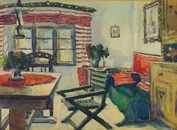 1G773 Csiky András : Parasztház szobabelső 1948