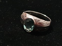Aquamarine stone silver ring size 8.5! 2Karat!