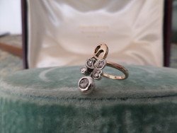 Gyémántos szecessziós antik arany gyűrű